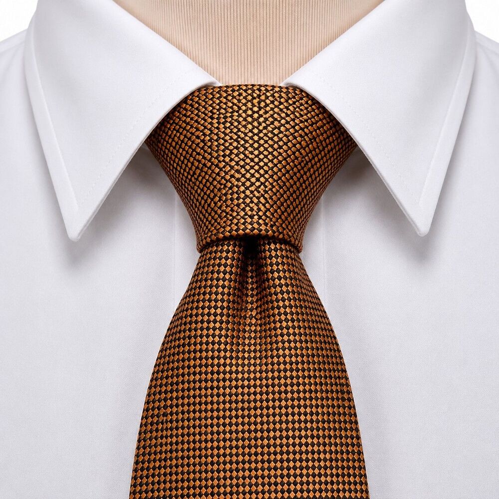 Cremieux Handmade Silk Dress Tie Copper Orange and Black Geometric Diamond